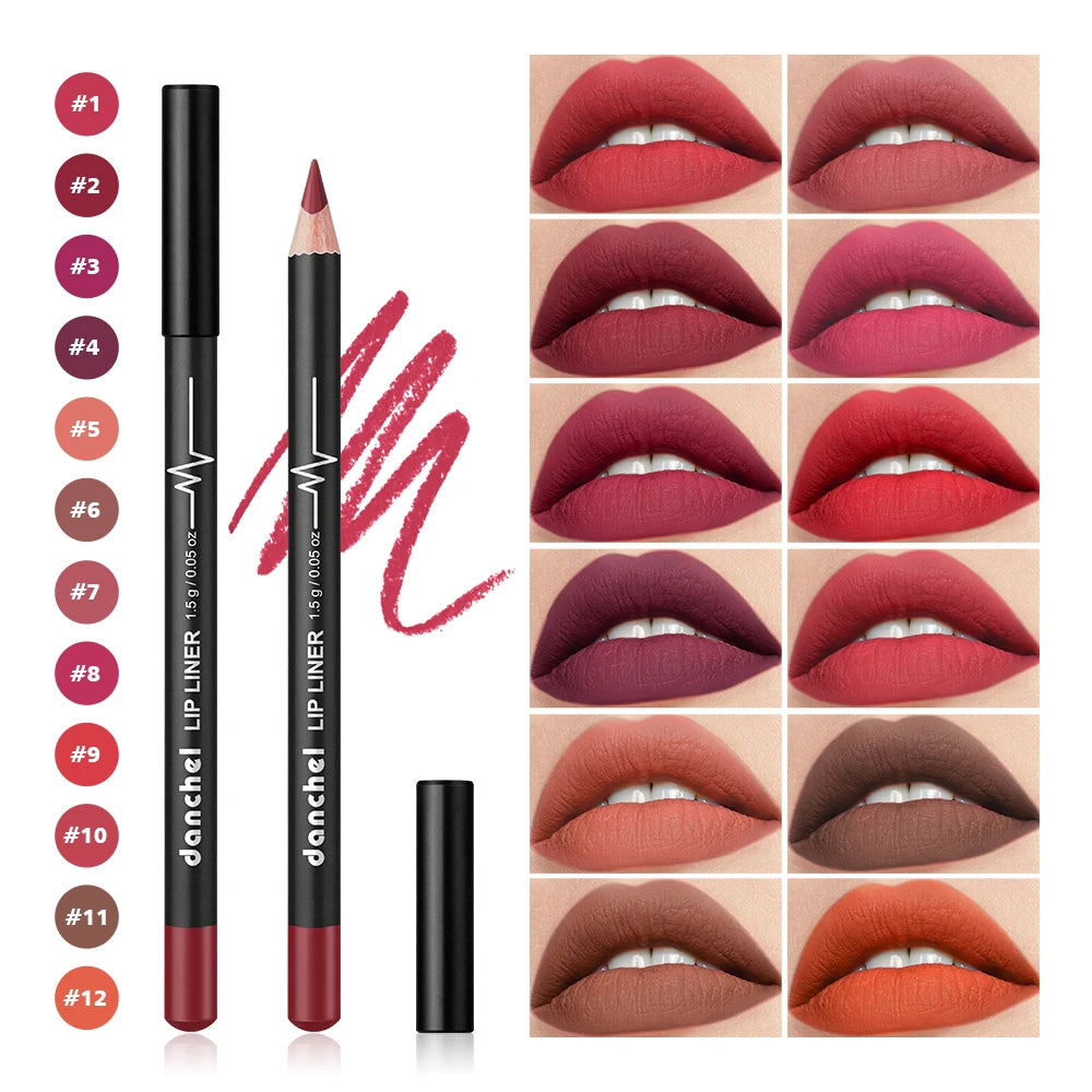 Lip Liner Pencil Set and Matte Contour Makeup for Precise Defined Long Lasting Lips