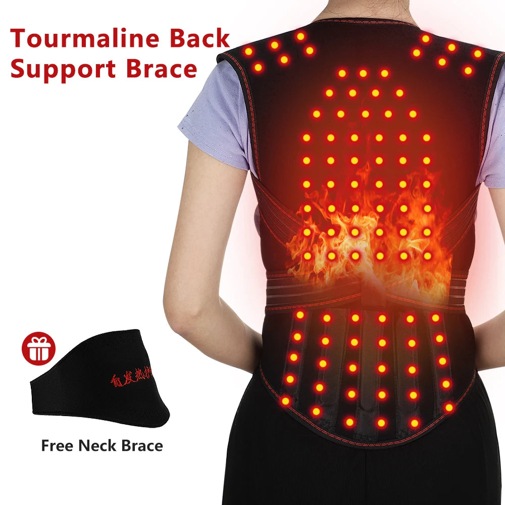 Self Heating Tourmaline Back Brace and Magnetic Posture Support for Relief - 17