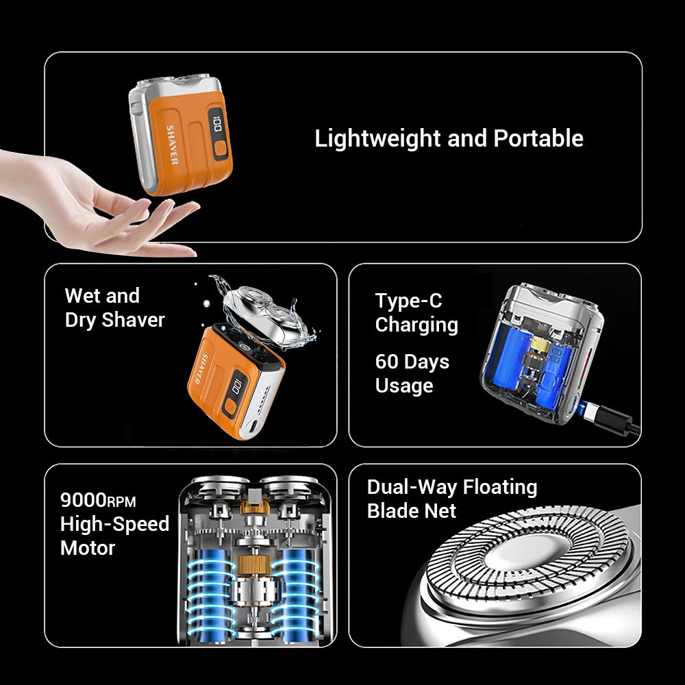 Mini Electric Shaver and Portable Grooming Razor for Daily Travel and Home Use