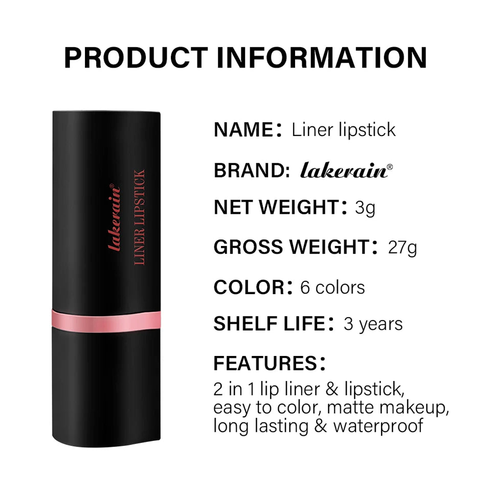 Matte Lip Liner and Lipstick Pen for Long Lasting Waterproof Daily Makeup Look