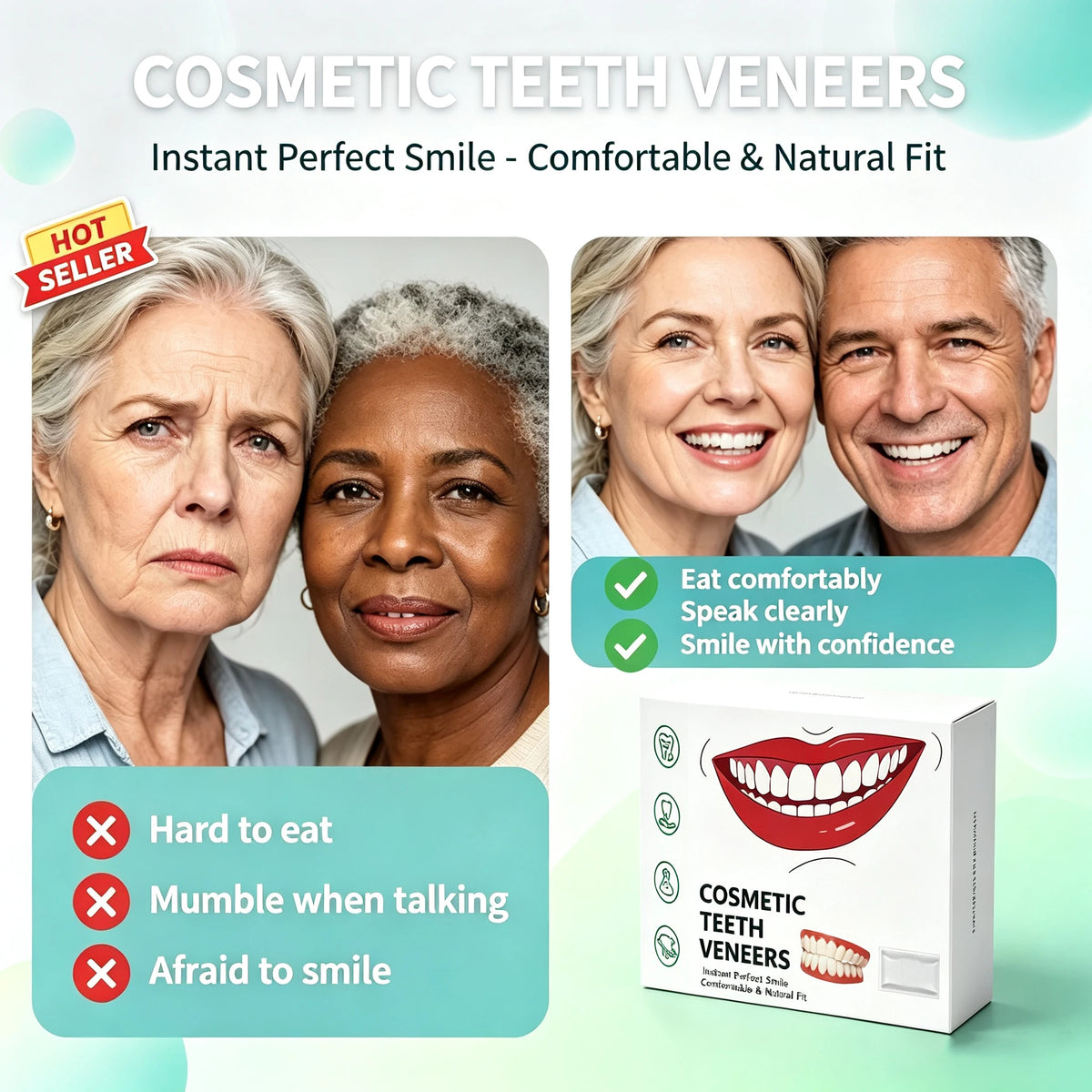 Silicone Full Dentures and Cosmetic False Teeth for Daily Oral Care Comfort