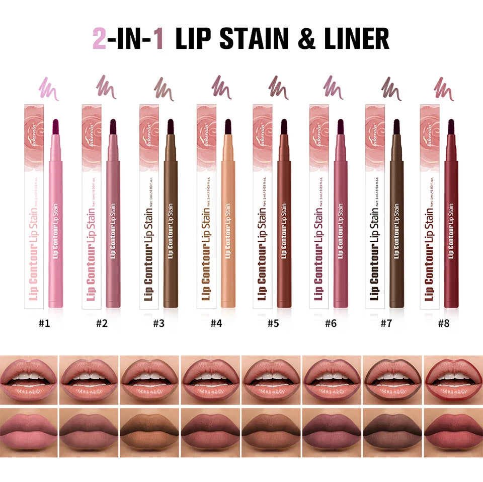 Lip Contour Lip Stain and Long Lasting Liner for Perfect Daily Makeup Looks - 8