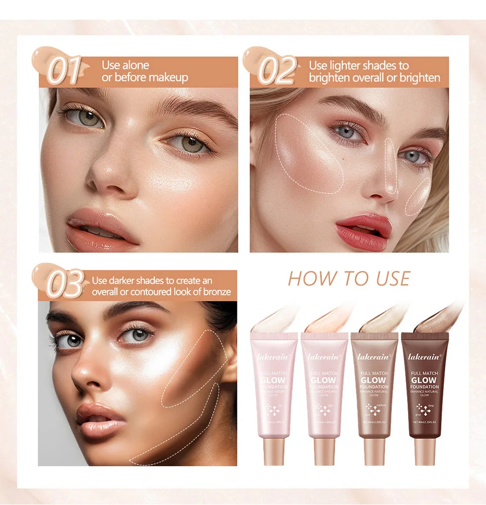 Liquid Glow Foundation and Radiant Skin Enhancer for Natural Daily Makeup Looks