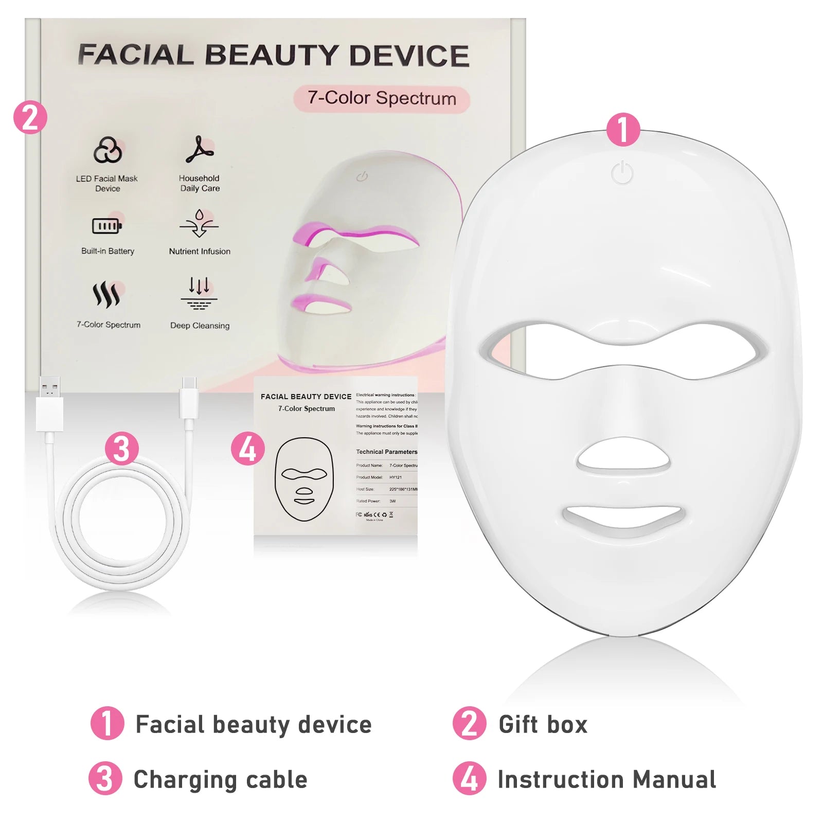 LED Photon Facial Mask and Light Therapy Device for Home Skin Rejuvenation - 17