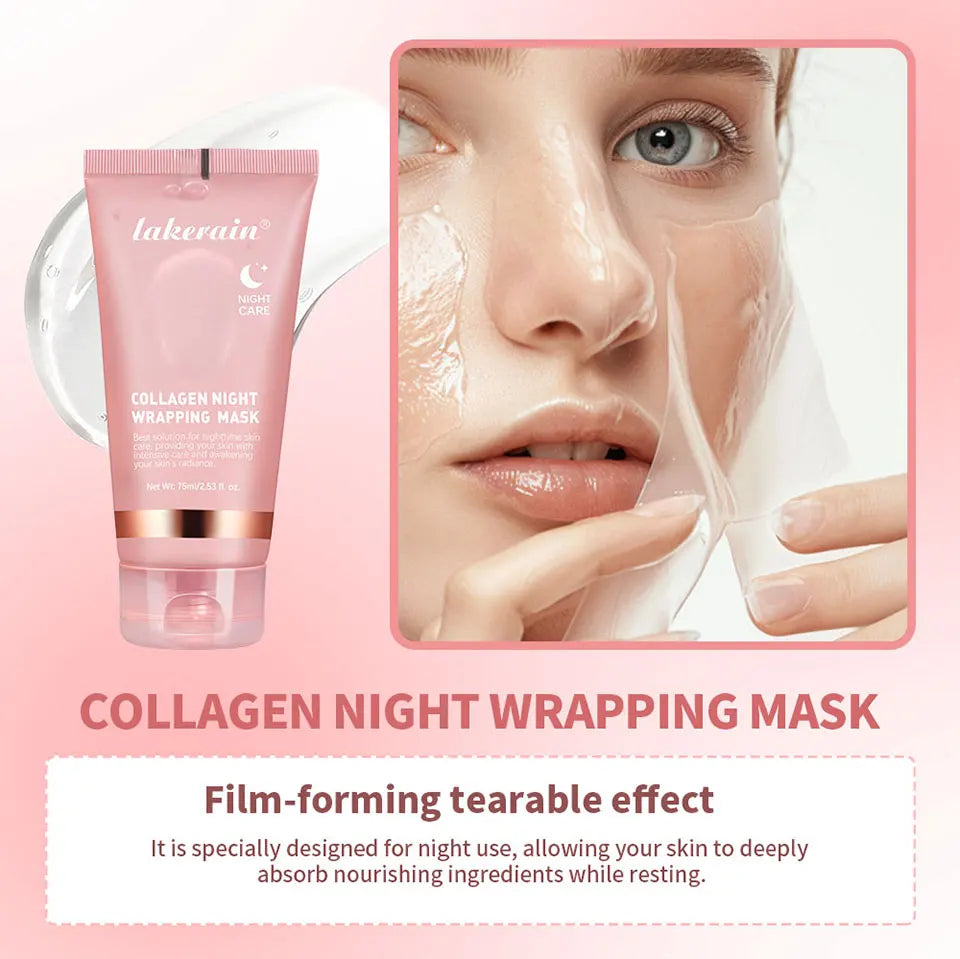 Collagen Night Wrapping Mask and Peel Off Facial Treatment for Overnight Repair