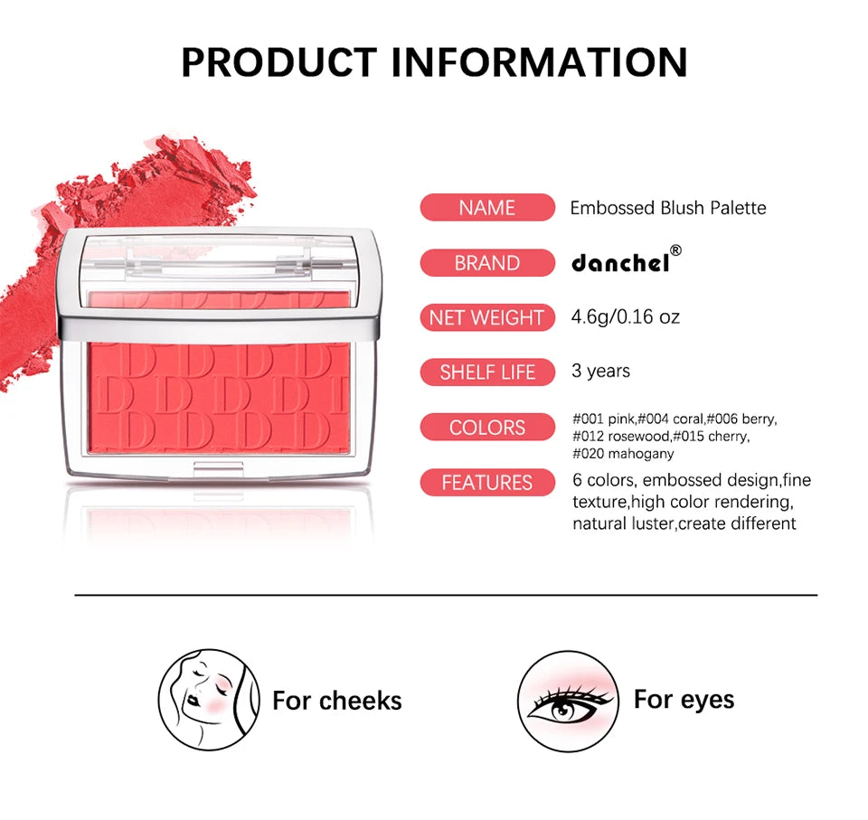 Embossed Blush Palette and Matte Face Makeup for a Natural Glowing Complexion