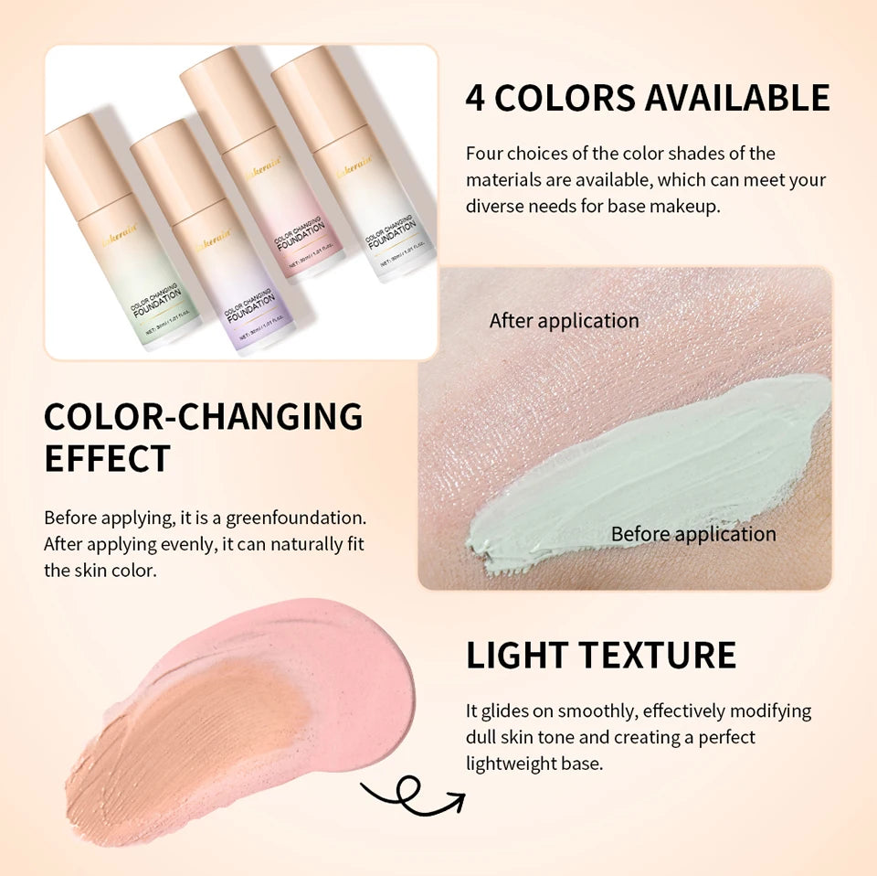 Color Changing Foundation and Liquid Face Concealer for Daily Natural Glowing Makeup