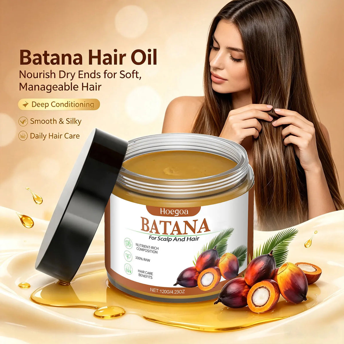 Batana Hair Mask and Deep Conditioning Treatment for Dry Damaged Hair Repair