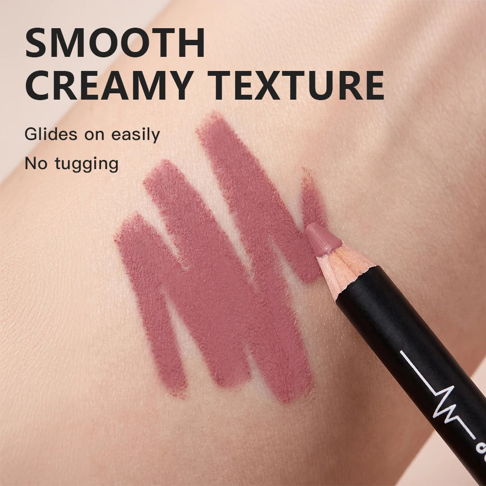 Lip Liner Pencil Set and Matte Contour Makeup for Precise Defined Long Lasting Lips - 12