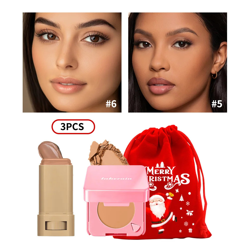 Foundation Stick and Pressed Powder Set for Smooth Matte Makeup Application - 39