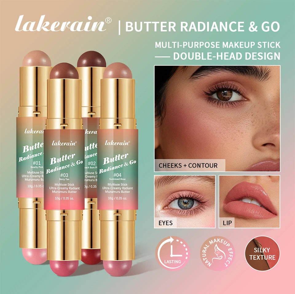 Double Headed Bronzer and Blush Stick for Quick Makeup Routines and Face Contouring - 7
