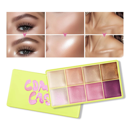 Cream Highlighter Palette and Face Bronzer Set for Radiant Glowing Makeup
