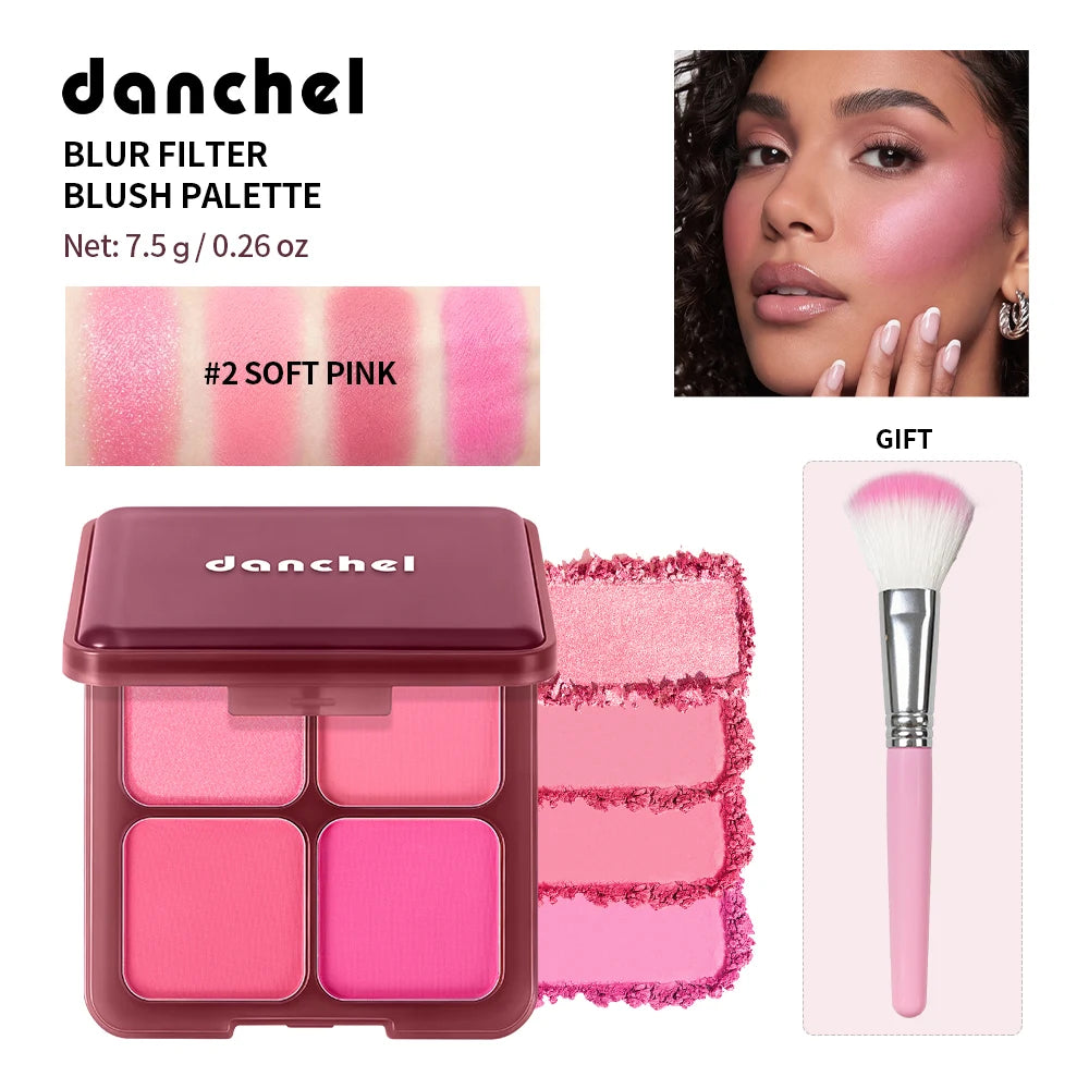Blur Filter Blush Palette and Cheek Makeup Kit for a Natural Flushed Look - 20