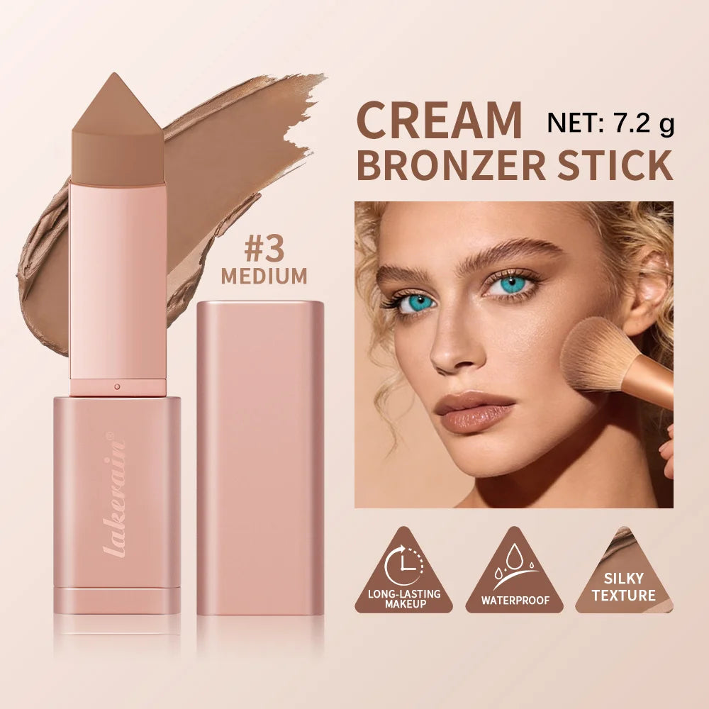 Cream Bronzer Stick and Contour Makeup Highlighter for Sculpted Face Looks