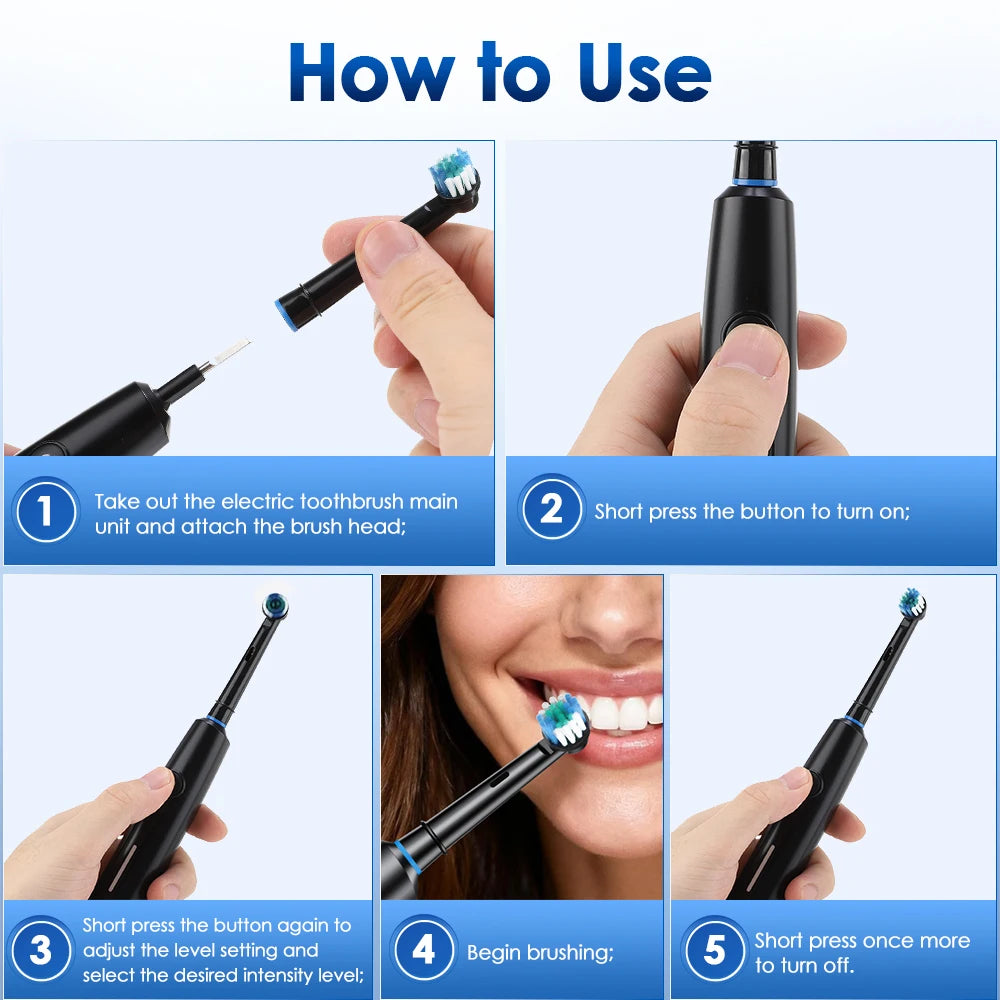 Rotating Electric Toothbrush and Rechargeable Dental Cleaner for Adults