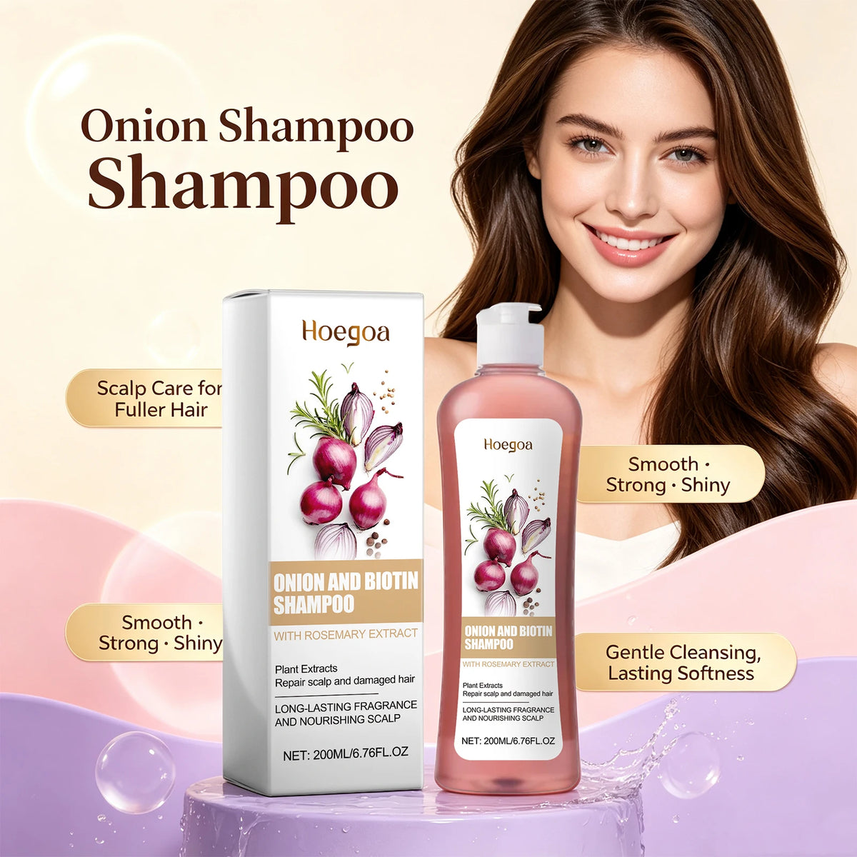 Onion and Biotin Shampoo and Hair Repair Cleanser for Damaged Hair Scalp Care