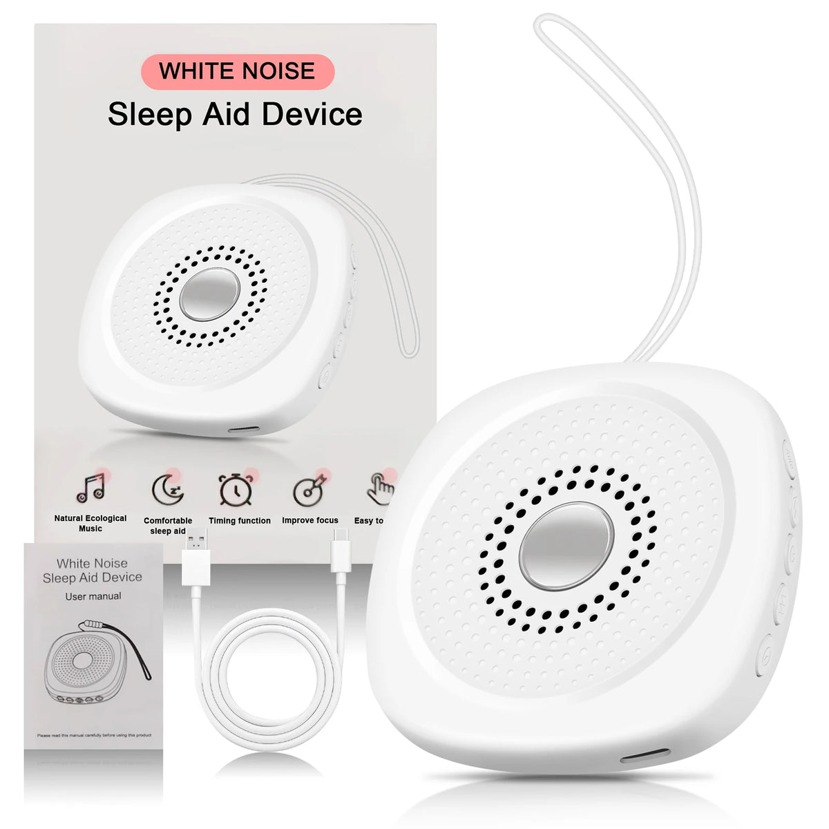 Portable Sleep Aid Device and White Noise Sound Machine for Babies and Adults
