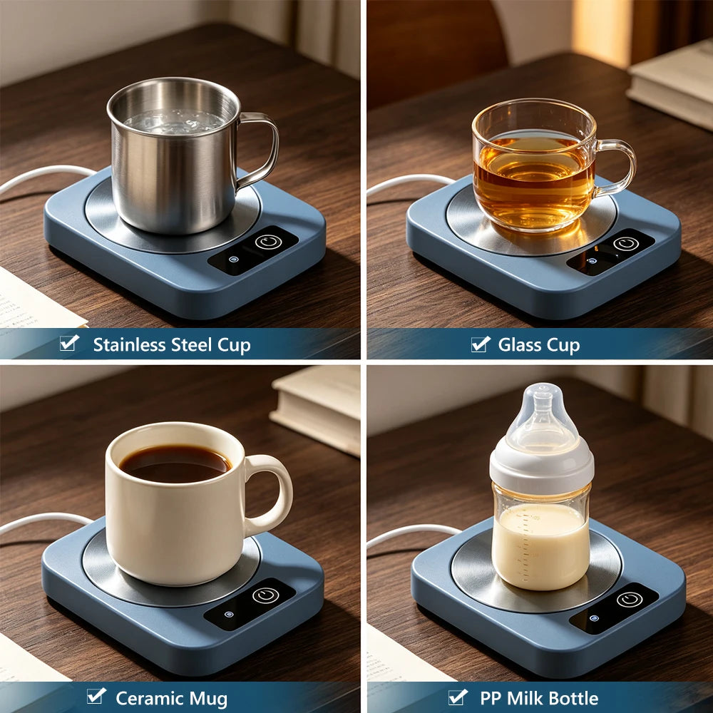 Electric Mug Warmer and Beverage Heating Coaster for Home and Office Use