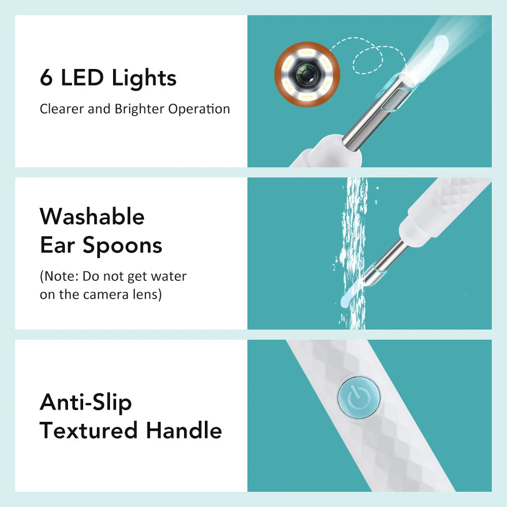 Visual Ear Wax Cleaner and Otoscope Camera for Safe Home Ear Canal Cleaning