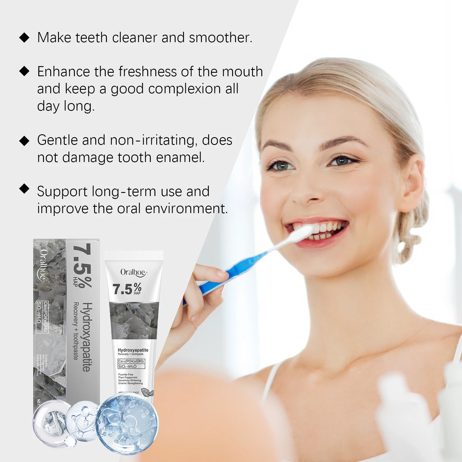 Hydroxyapatite Toothpaste and Enamel Repair Cream for Daily Whitening and Care - 16