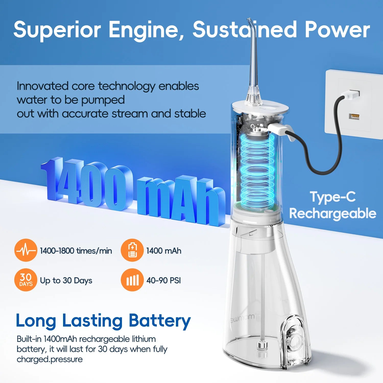 Portable Water Flosser and Oral Irrigator for Daily Teeth Cleaning Routine - 3