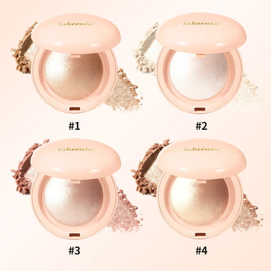 Baked Face Highlighter and Illuminating Powder for Radiant Makeup Application