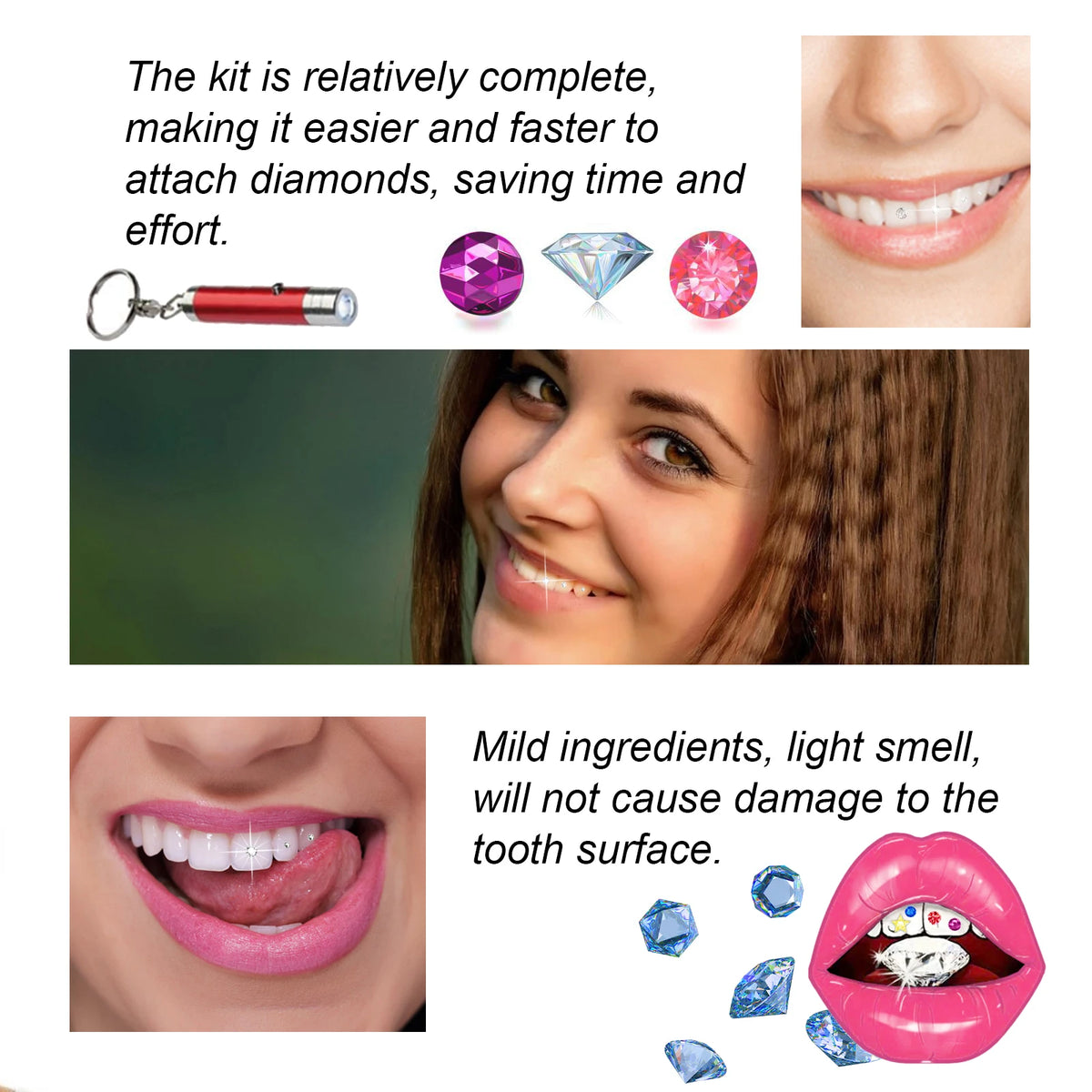 Tooth Gems Kit and Crystal Dental Jewelry for Stylish Teeth Decoration at Home