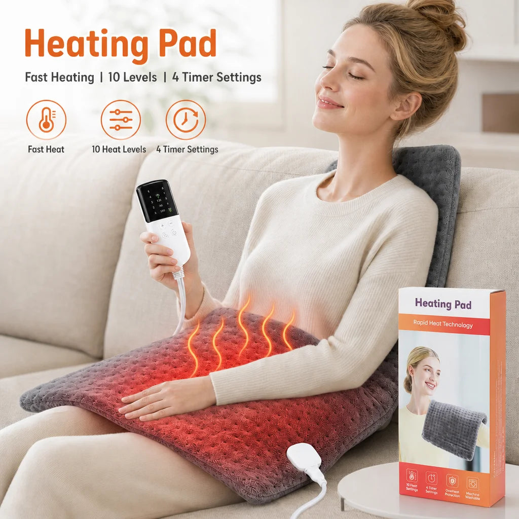 Electric Heating Pad and Thermal Warming Mat for Back Pain Relief at Home