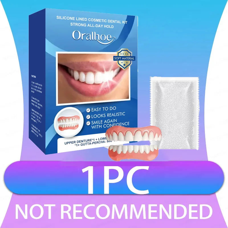 Natural Silicone Dentures and Fake Teeth Set for Instant Smile and Comfort Fit - 10