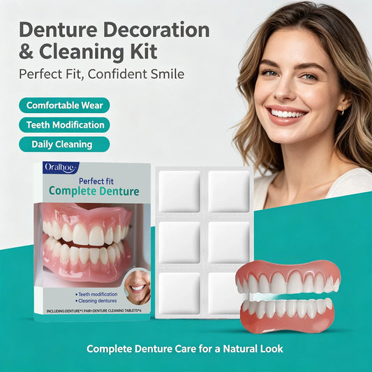 Cosmetic Denture Kit and Fake Teeth Set for Covering Missing or Stained Teeth