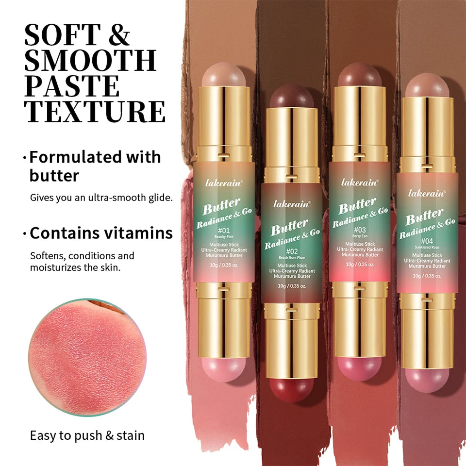 Double Headed Bronzer and Blush Stick for Quick Makeup Routines and Face Contouring - 15