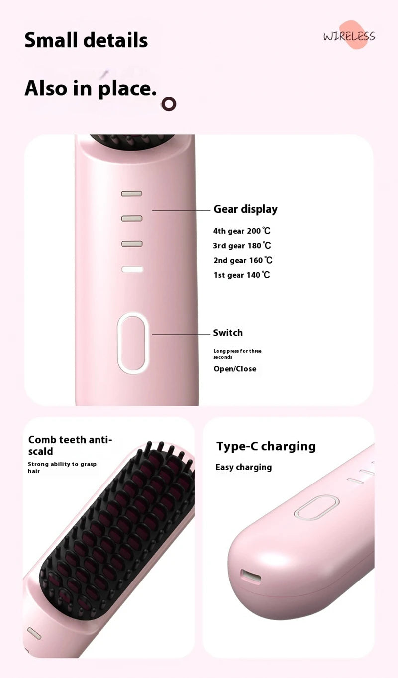 Hair Straightening Brush and Heated Smoothing Comb for Quick Daily Styling