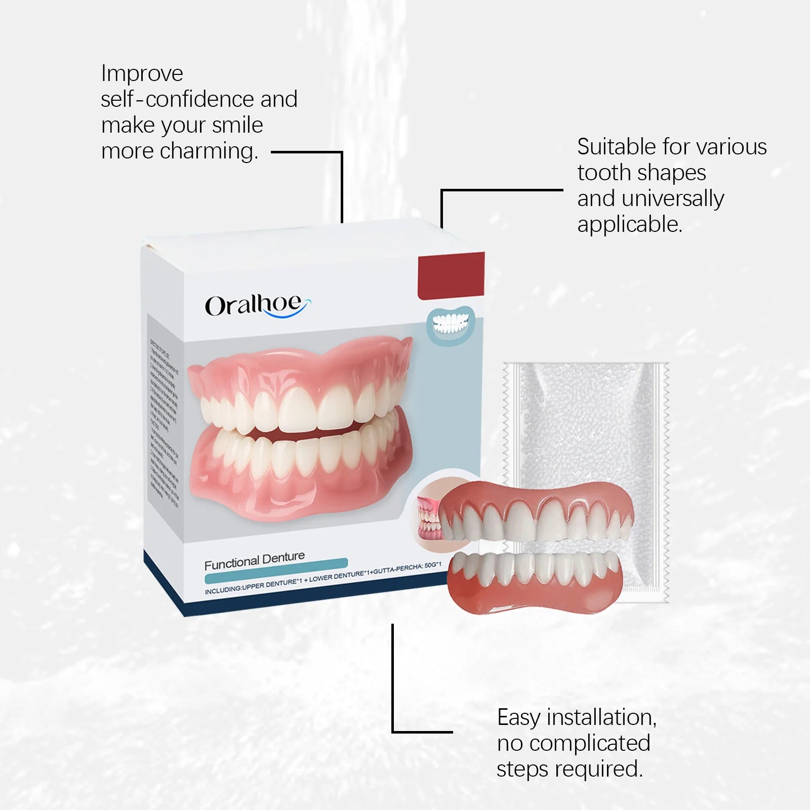 Soft Silicone Denture Kit and Fake Teeth Set for Natural Smile and Tooth Restoration - 16