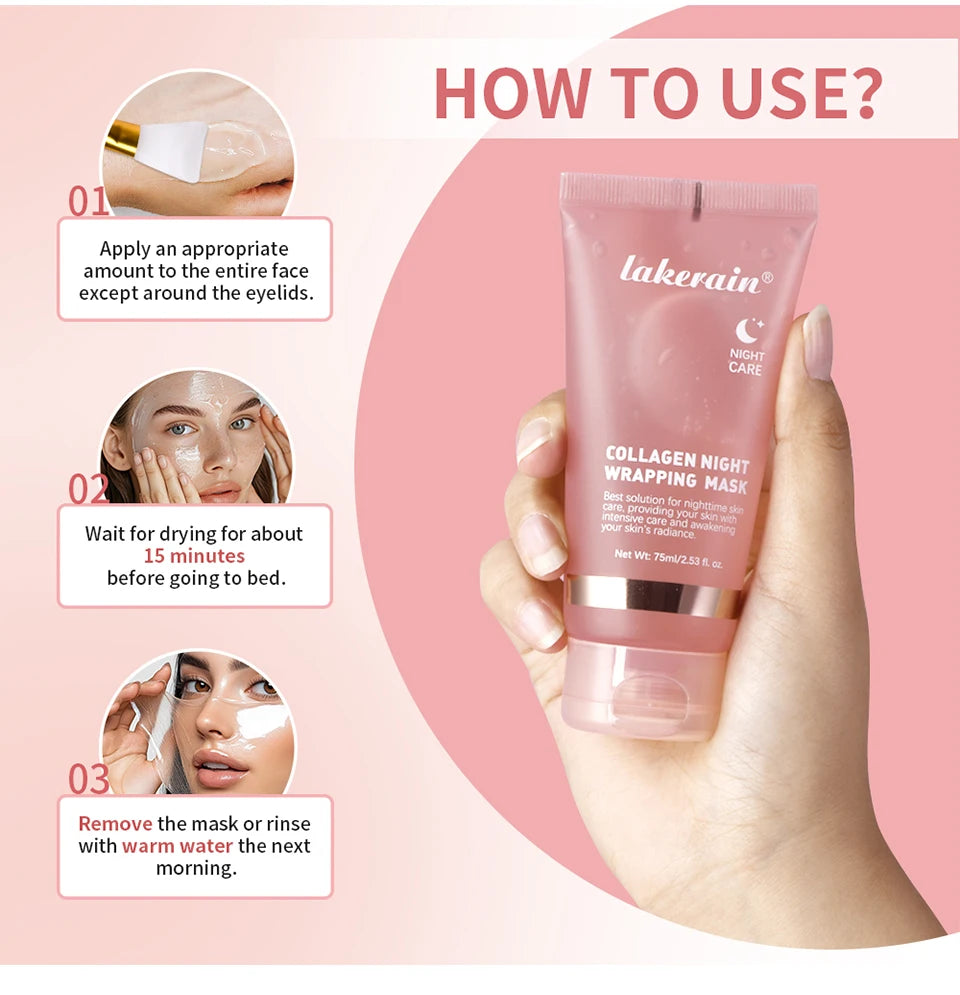 Collagen Night Wrapping Mask and Peel Off Facial Treatment for Overnight Repair