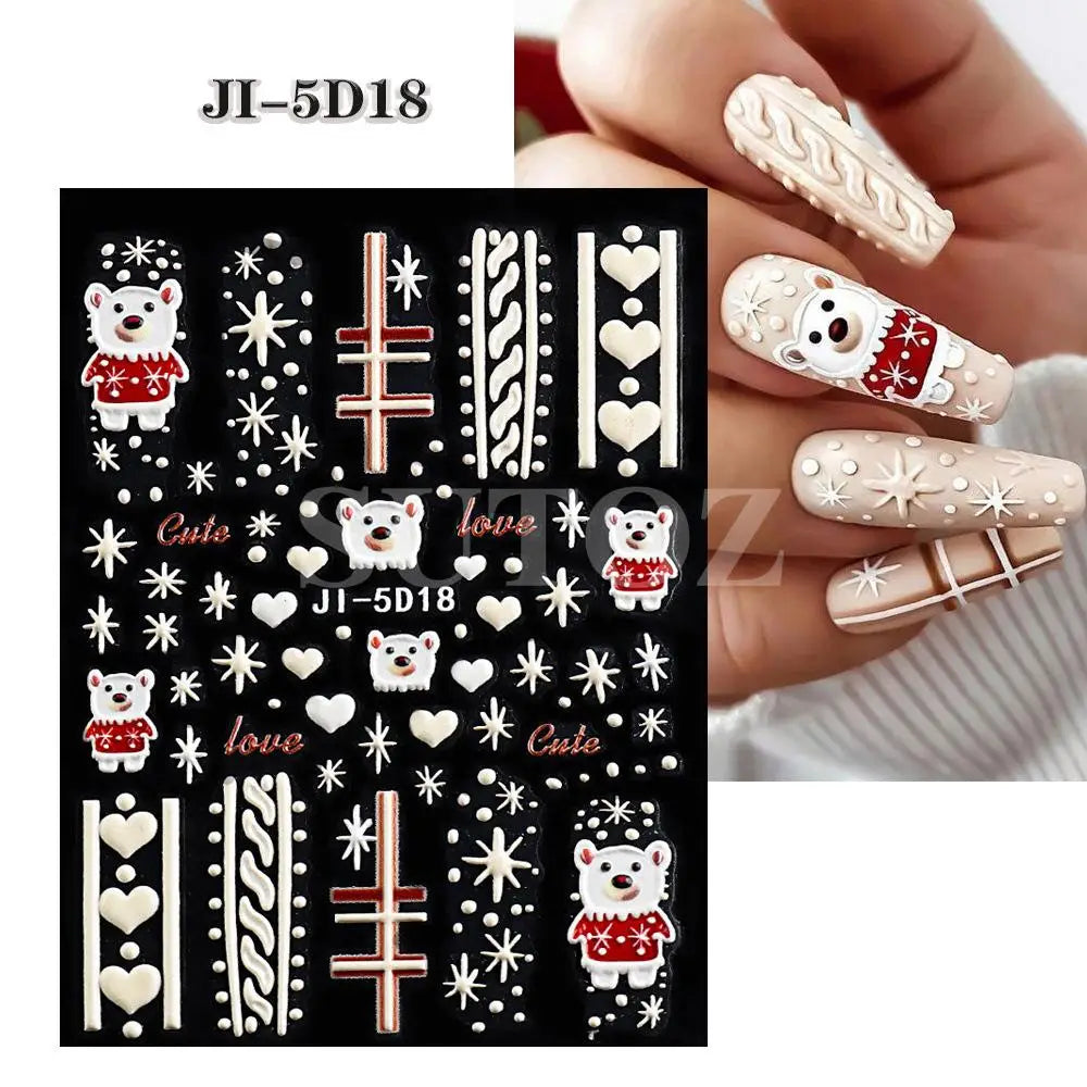 Christmas Nail Stickers and Winter Snowflake Nail Decals for Holiday Art