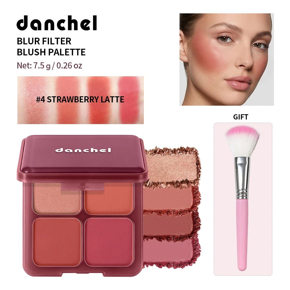 Blur Filter Blush Palette and Cheek Makeup Kit for a Natural Flushed Look - 22