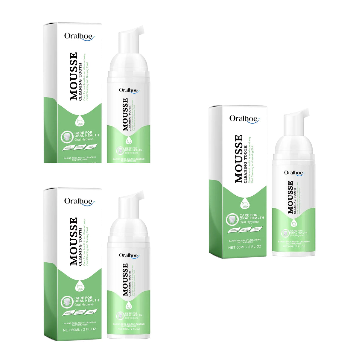 Whitening Foaming Toothpaste and Dental Mousse for Daily Teeth Stain Removal