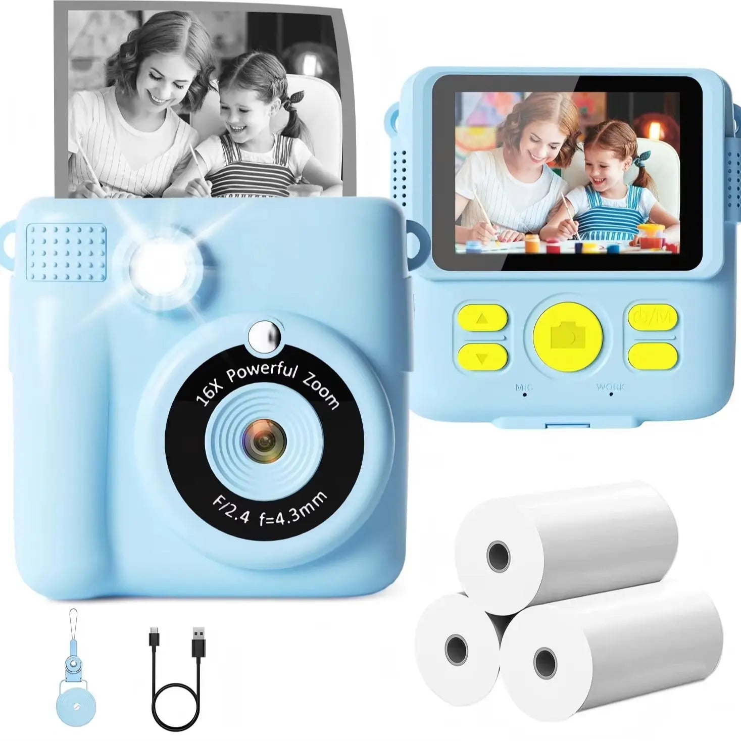 Instant Print Camera and Digital Video Recorder for Kids Birthday Holiday Gifts - 7