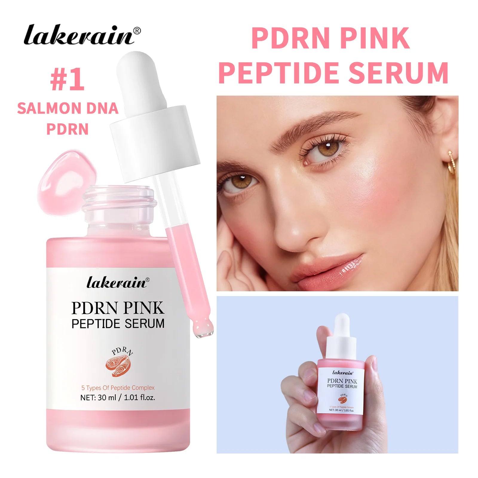 Salmon PDRN Pink Peptide Serum and Glass Skin Hydrating Liquid for Radiant Face - 20