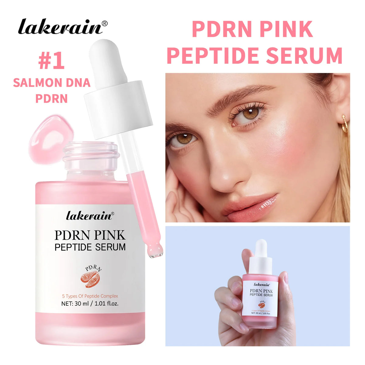 Salmon PDRN Pink Peptide Serum and Glass Skin Hydrating Liquid for Radiant Face