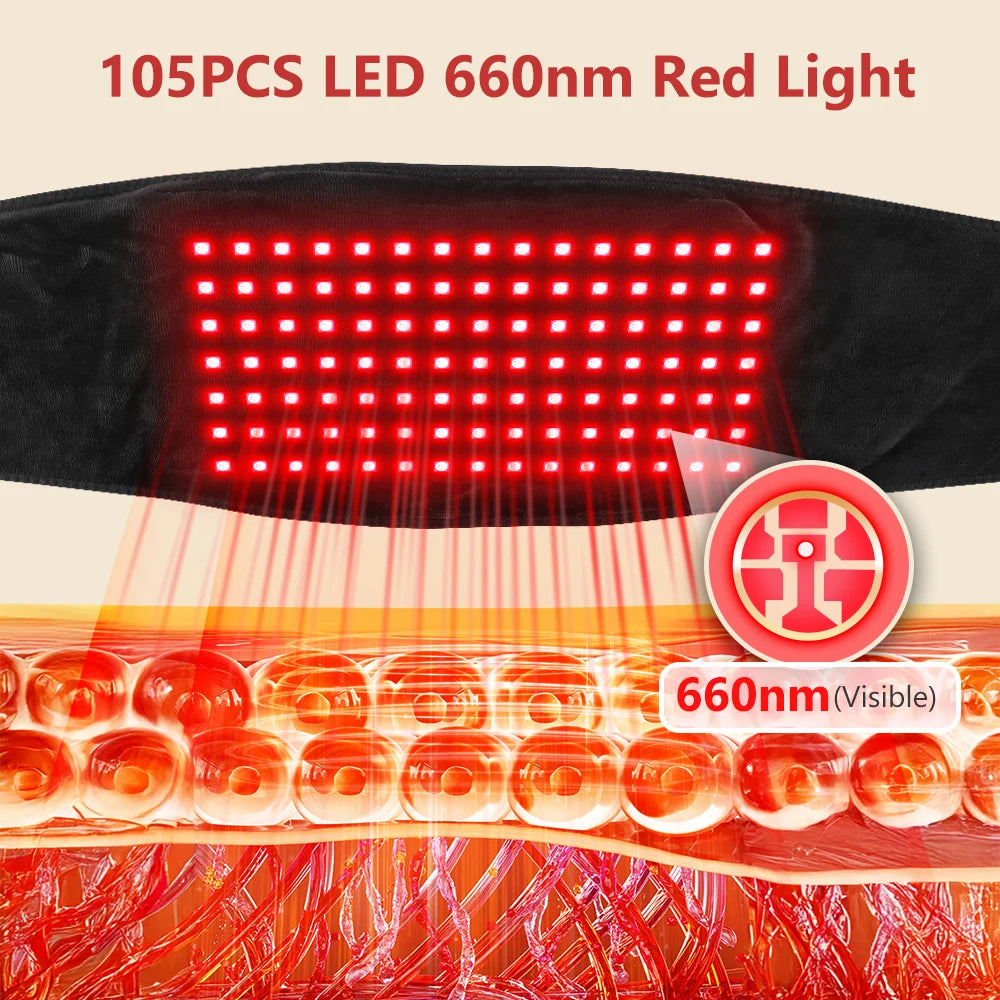 Red Light Waist Belt and Heating Pad for Muscle Relief at Home or the Office
