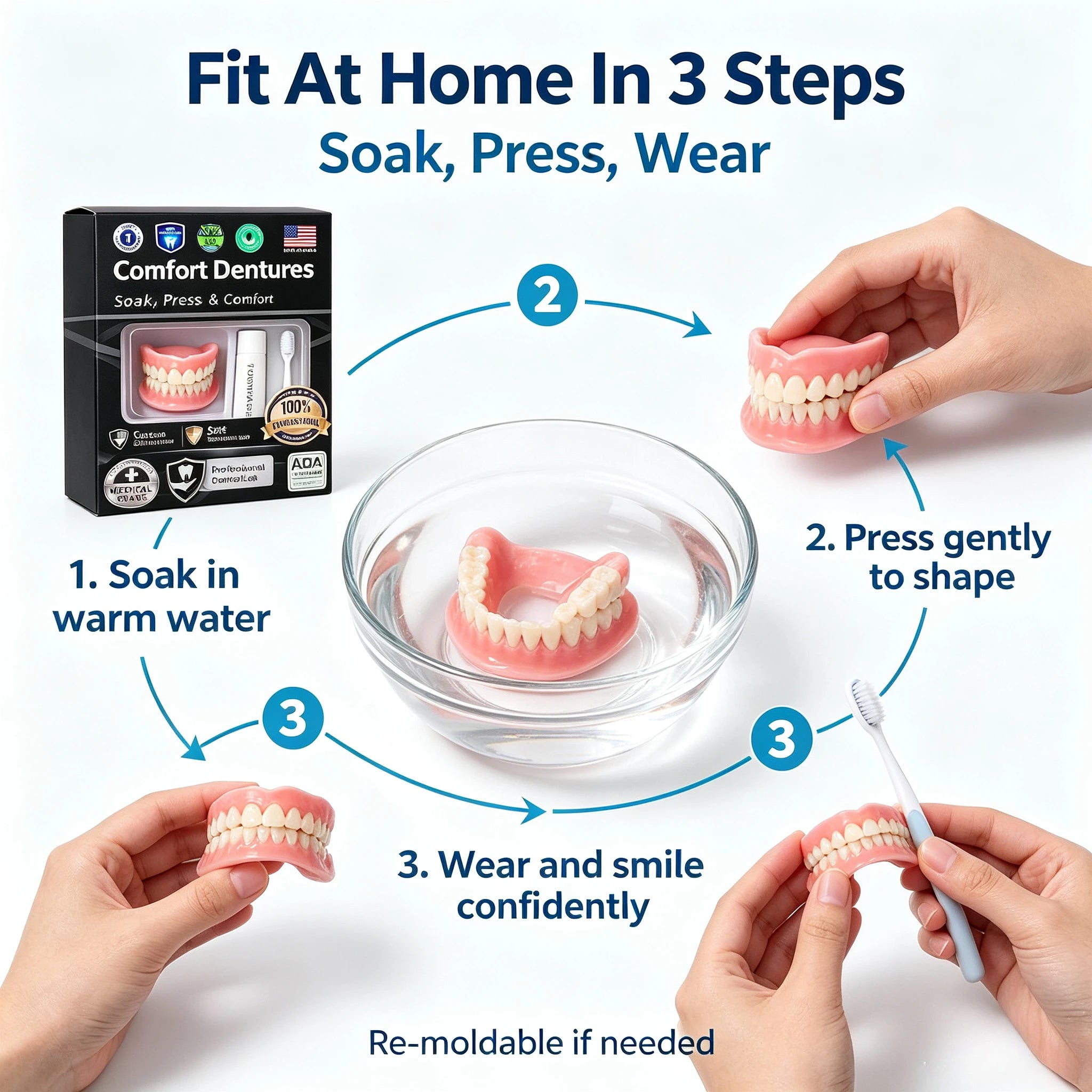 Moldable Silicone Denture Set and Fake Teeth Kit for Instant Smile Enhancement - 5