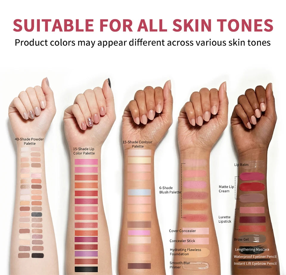 All in One Makeup Kit and Complete Cosmetic Set for Beginners and Travel - 16