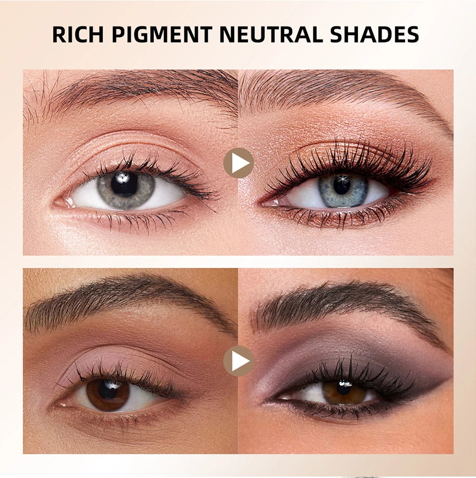 Eyeshadow Palette and Makeup Brush Set for Natural and Smoky Eye Looks