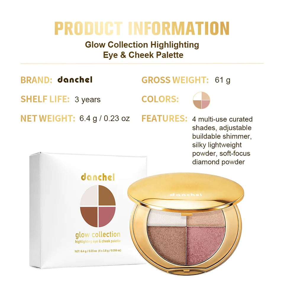 Highlighting Eye and Cheek Palette and Shimmer Makeup Kit for Radiant Daily Looks