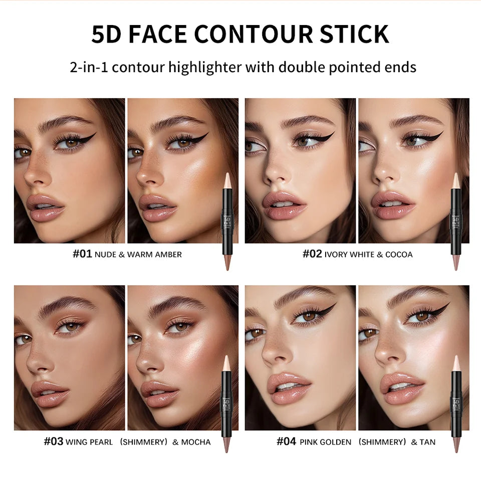 Dual Ended Contour Stick and Face Highlighter for Perfect Sculpted Makeup Looks - 8