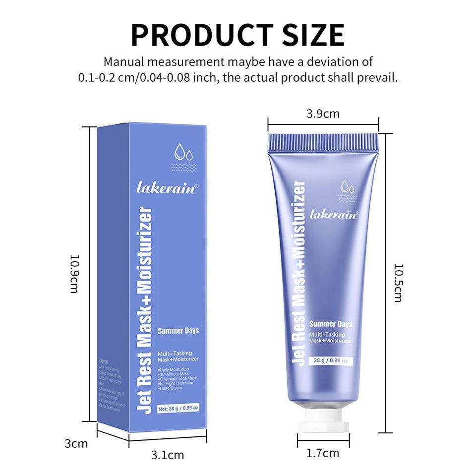 Jet Rest Face Mask and Daily Moisturizer for Dry Skin and Travel Hydration