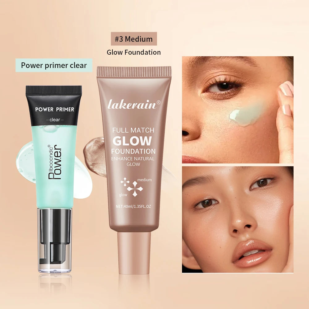 Power Primer and Glow Foundation for creating a smooth radiant makeup base