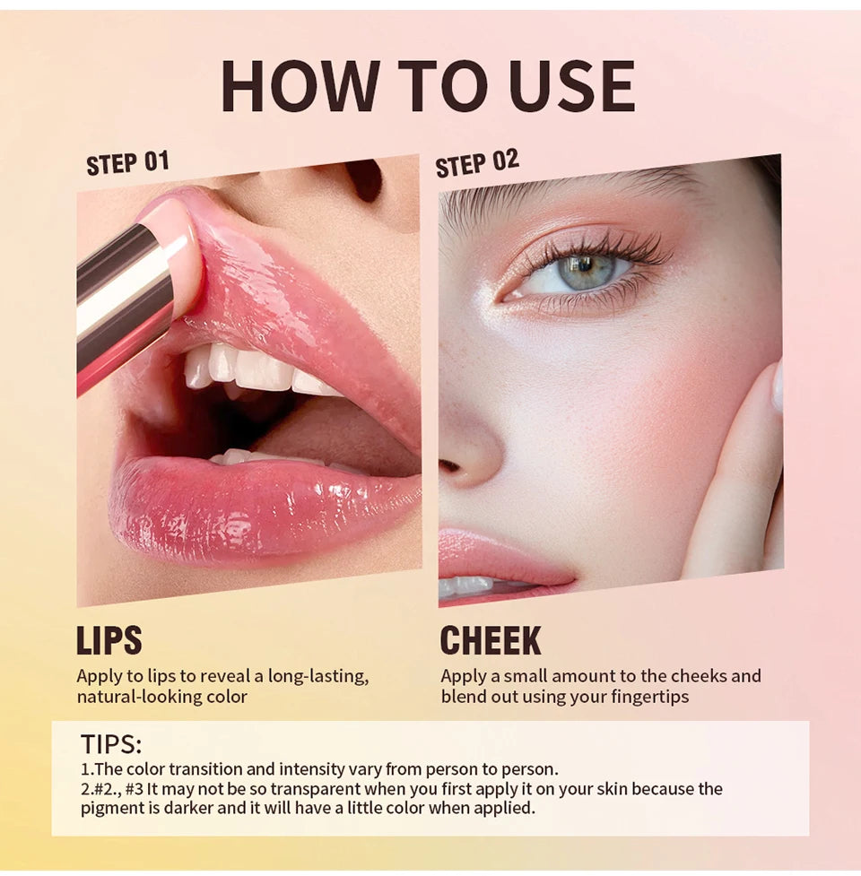 Lip and Cheek Stain and pH Color Changing Balm for Natural Daily Makeup Looks - 14