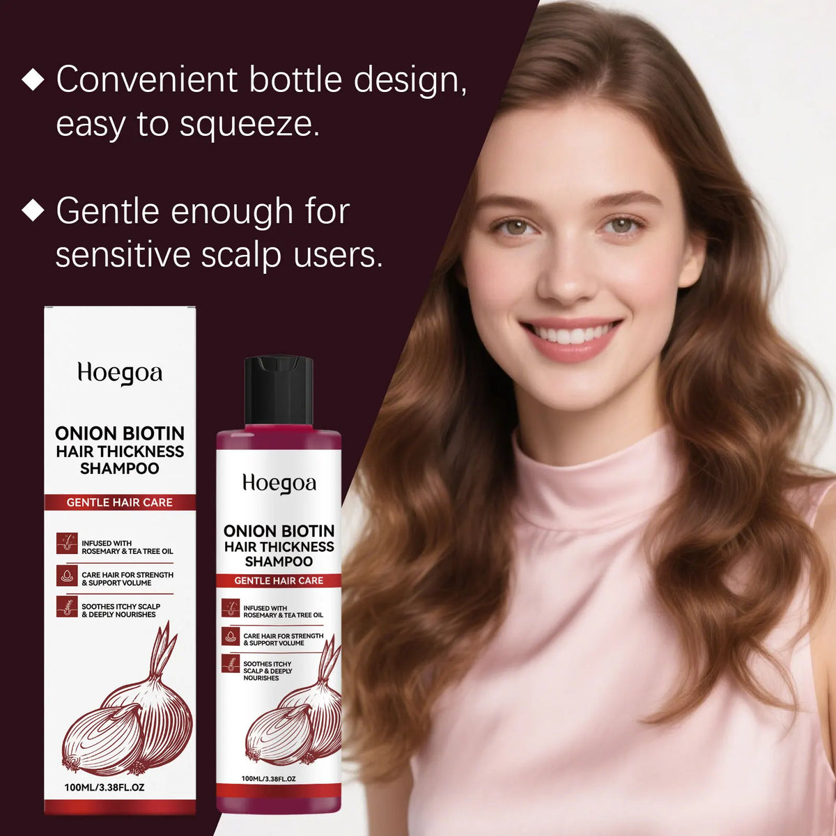 Onion Biotin Shampoo and Hair Growth Cleanser for Thicker Looking Voluminous Hair